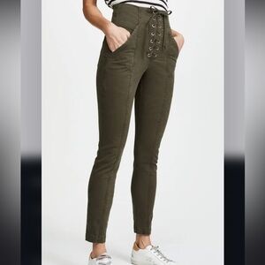 A.L.C. Kyle Lace Up High Rise Skinny Pants Olive Green Size 0